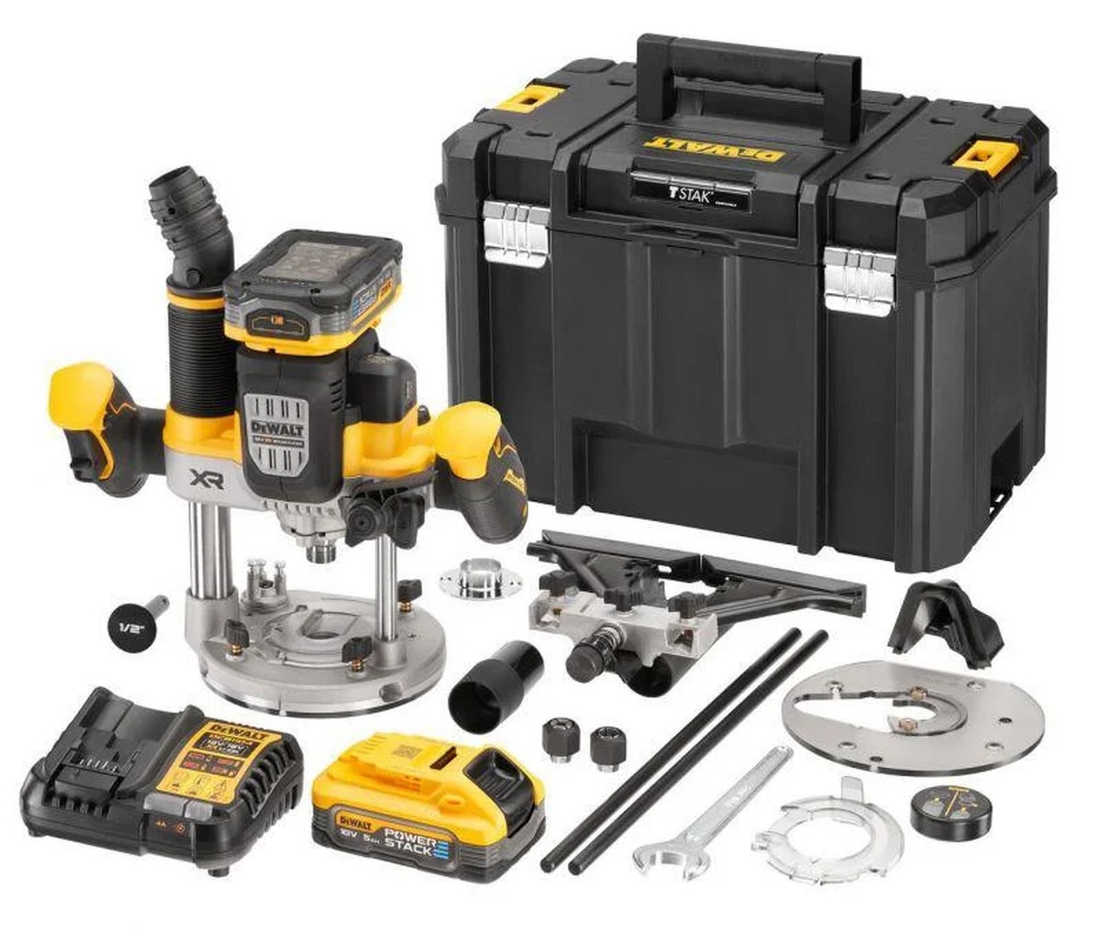 DeWALT DCW620H2-GB 18V XR Brushless 1/2"" Plunge Router With 2x 5.0Ah Powersta...