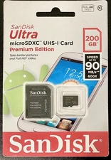 SanDisk Ultra 200GB Micro SDXC UHS-I U1 Card Premium Edition