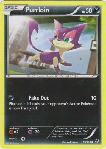 Purrloin - 56/119 - Common (Near Mint) Phantom Forces - Darkness Pokémon