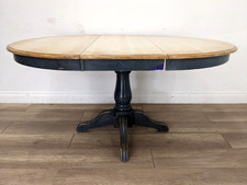 DINING TABLE Pine Oval Extendable Leaf Painted Pedestal X Legs FREE DELIVERY