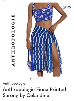 NWT Anthropologie Fiona Sarong by Celandine Cotton Wavy Stripe Beach Cover Wrap