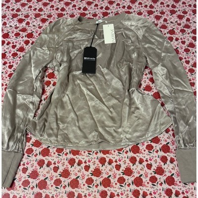 Evereve LAmade City Satin Long Sleeve Top Champagne EVE-RNW1038 Womens S New a3