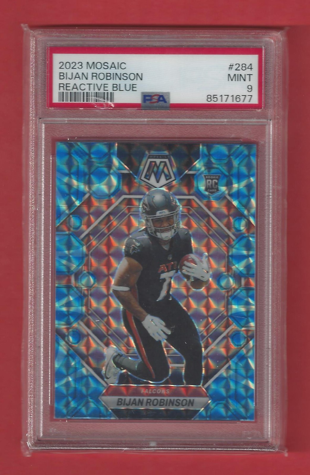 2023 PANINI MOSAIC #284 BIJAN ROBINSON - Rookie - REACTIVE BLUE PSA 9