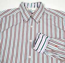 ROBERT GRAHAM FLIP CUFF BUTTON UP SHIRT MENS L STRIPED MULTICOLOR DRESS CASUAL