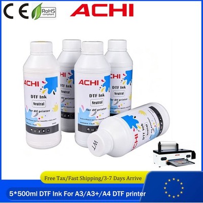 ACHI 5*500ml DTF Ink For Epson R1390/L1800/L800/XP600 DTF Printer EU Ship