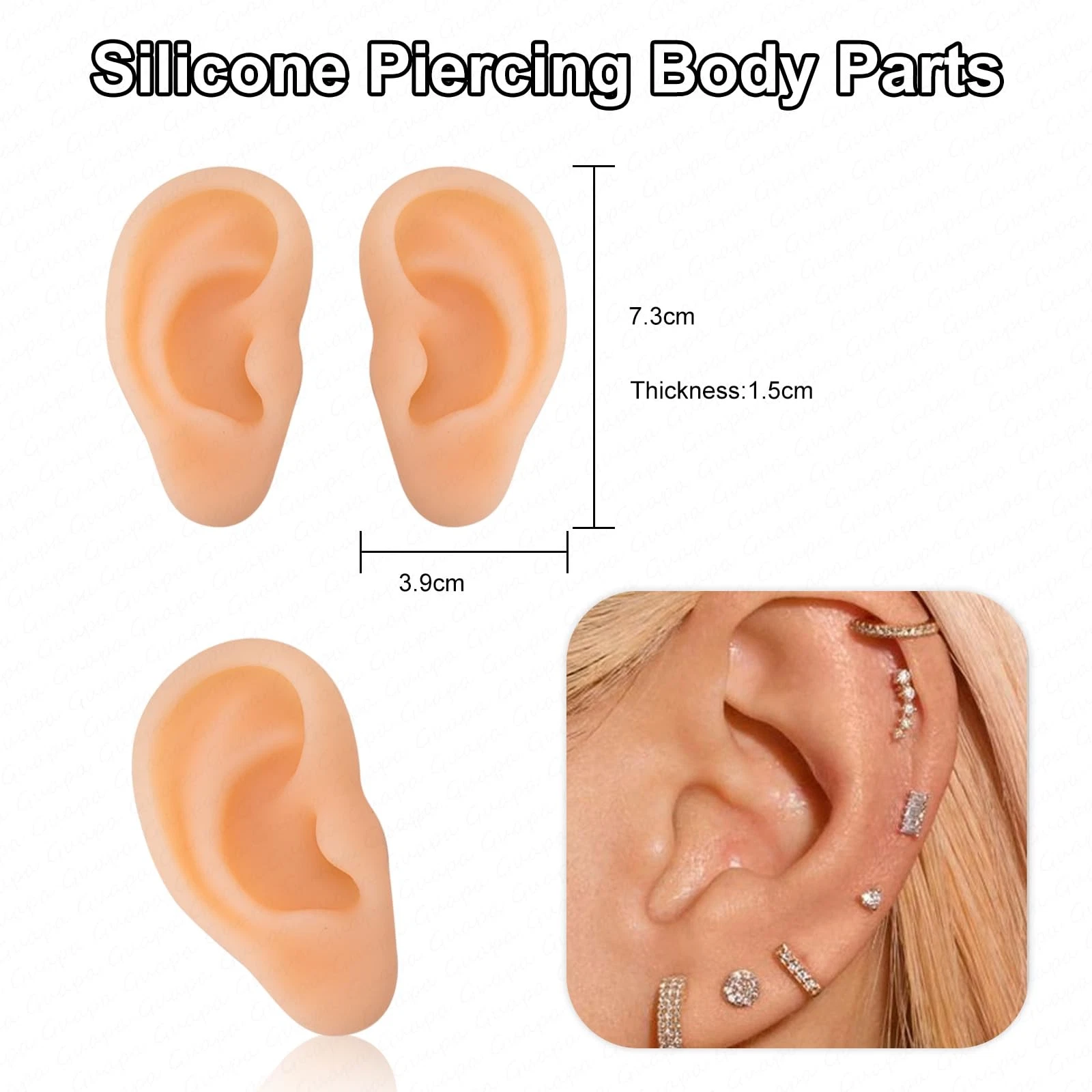 2PCS Realistic Silicone Ear Models – Soft Left & Right Fake Ears for Piercing - product detail image 2