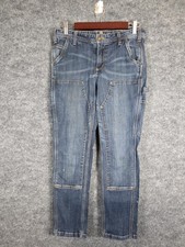 Carhartt Jeans Womens 6 Short Blue Slim Fit Carpenter Workwear Reinforced Knees