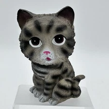Cute Tabby Kitten Cat Figurine Coin Bank with Big Eyes – Resin 5” Tall