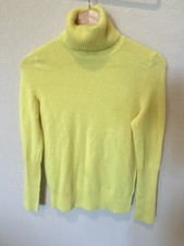 Aqua Cashmere Sweater Turtleneck Long Sleeve Yellow Size XS