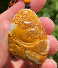 CERTIFIED 28.7g 100% NATURAL XIN JIANG RIVER JADE HAND CARVED ZHONG KUI PENDANT