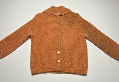True Vintage 50s Bobbie Brooks Mohair Wool Cardigan Sweater Peach Size Small USA