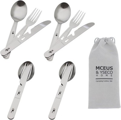 Lightweight 4-in-1 Hiking Utensils Set with Carrying Bag for Travel