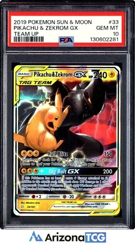 Pokemon 2019 Pikachu & Zekrom GX 33 Tag Team Team Up GEM MINT PSA 10