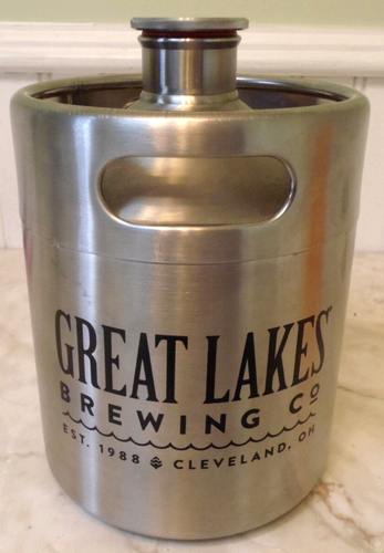 Metal Keg Liquor Beer Decanter / Flask - Great Lakes Brewing Co. 7.5" tall - Picture 2 of 7