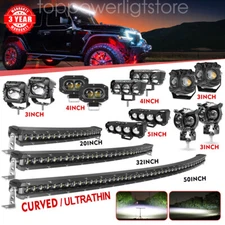 3" 4" 5" 7" LED Work Light Bar Spot Flood Off road Driving Fog Lamp Truck SUV