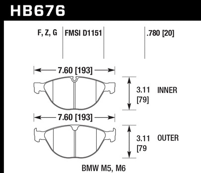 Hawk Disc Brake Pad Front for 03-10 BMW M5-M6 / Alpina B7 / Rolls Royce Phantom