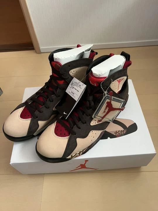 Nike Air Jordan 7 Retro Patta Shimmer Tough Red Velbet Brown AT3375-200 Us10.5
