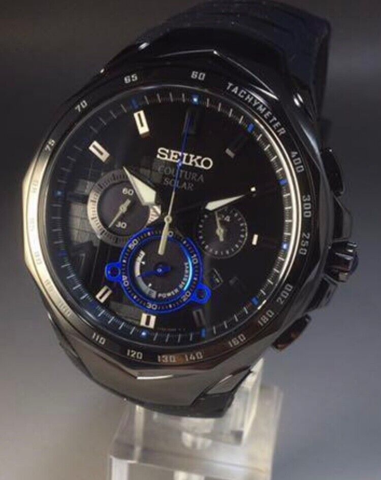 Brand New Seiko Men's Coutura Solar Chronograph Black Dial Watch SSC745  45mm | eBay