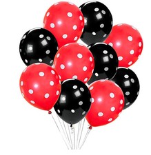 12" Red Black Plain & Polka Dot Balloons Lady Bird Theme Birthday party balloon