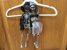 17" Tall Bride and Groom Skeletons Set of 2 Halloween Prop Hanging Decor