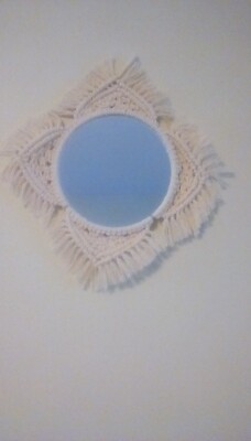 14'' Handmade New Macrame 7'' Mirror with Metal Ring