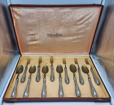 Antique ARGENTO .800 Silver Handled Forks & Spoons Set with