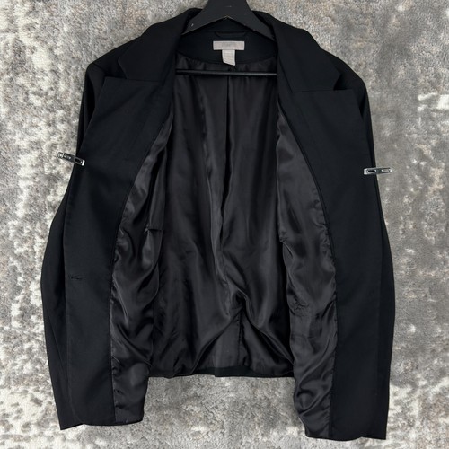 H&M Womens Size XXL Single Button Notched Blazer Jacket Black Long Sleeve Lined - Picture 3 of 10