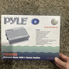 Pyle 400 Watt 4 Channel Waterproof Marine Boat Audio Amplifier, White (Open Box)