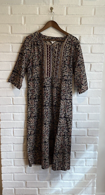 Marketplace tribal print midi dress size petite medium tribal boho Aztec  cotton | eBay