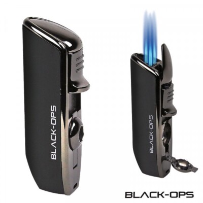 Black Ops Kilo Triple Jet Torch Cigar Lighter - Black and Gunmetal - New