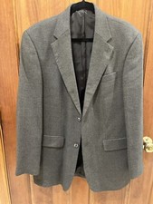 Oscar De La Renta Men's Brown Worsted Wool/Cashmier Blazer Jacket - Size 42L
