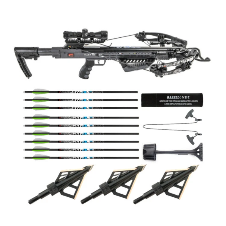 Killer Instinct Burner 415 FPS Crossbow Package (Gray Camo) Basic Bundle