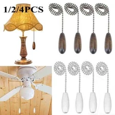 Ceiling Fan Pull Chain Extension Beaded Ball Wooden Pendant Light Lamp 30cm