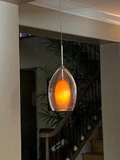 Fire Pendant - Clear/Amber/Nickel - Tech Lighting Compatible - 12V Halogen - NEW