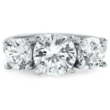3ct Round Cut Moissanite Engagement Ring Trilogy Trendy Design White Gold Plated