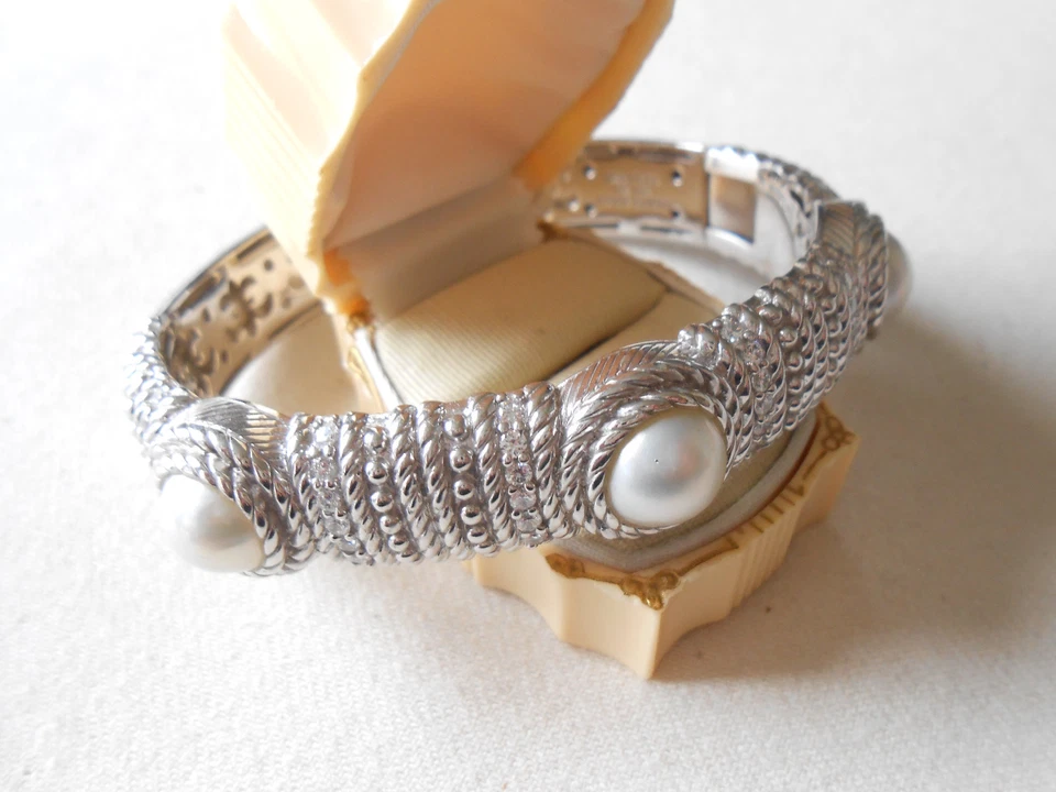 Elegante brazalete de plata de ley Judith Ripka perla Diamonique 800110 Foto 4 de 4