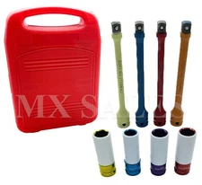 New 8Pc Torque Extension Bar 1/2" Dr. & Thin Wall Deep Impact Socket Set 
