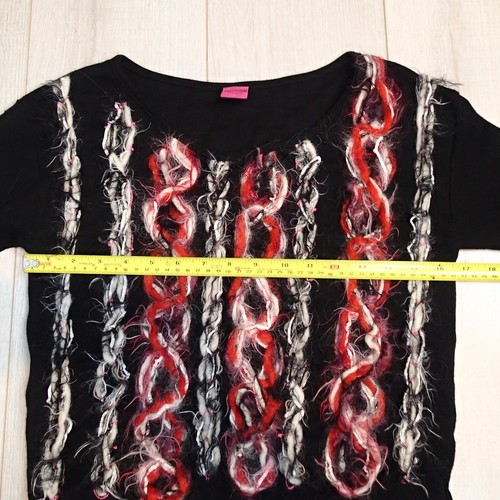 Save The Queen black multicolor abstract long sleeve blouse size m sweater - Picture 12 of 16