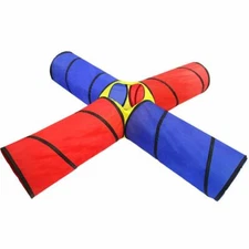 4-way Play Tunnel 8-ft Pop-up Kids Tent Toddler Crawl Tube Hide-Seek Explore Toy