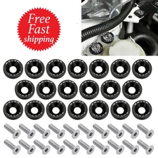 20 x Black Billet Aluminum Fender Bumper Washer bolt Engine Bay Dress Up Kit JDM