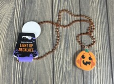 Orange Pumpkin Halloween Light Up Necklace Costume Jewelry