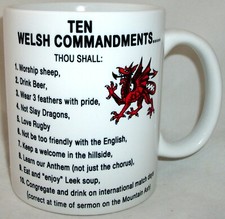 Wales Welsh Ten Commandments Novelty Ceramic Coffee Tea Mug Dragon Gift