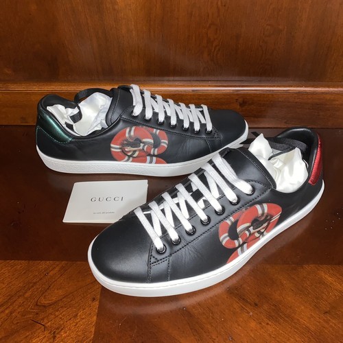 Gucci Ace Kingsnake Print Leather Shoes 