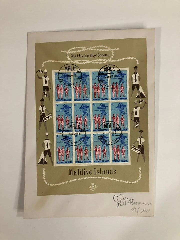 Maldivian Boy Scouts Canceled    Stamp Blocks Maldive Island Lot Jamboree 1968 - Image 2 of 4
