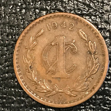 HIGH GRADE XF  1942 MEXICO ONE CENTAVO COIN-SEP181