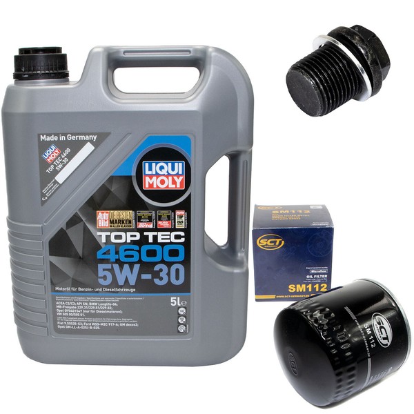 MotoröL Set 5W-30 5 Liter + ÖLfilter SM 112 + Schraube FüR Volvo 850 960 V70 C70-image