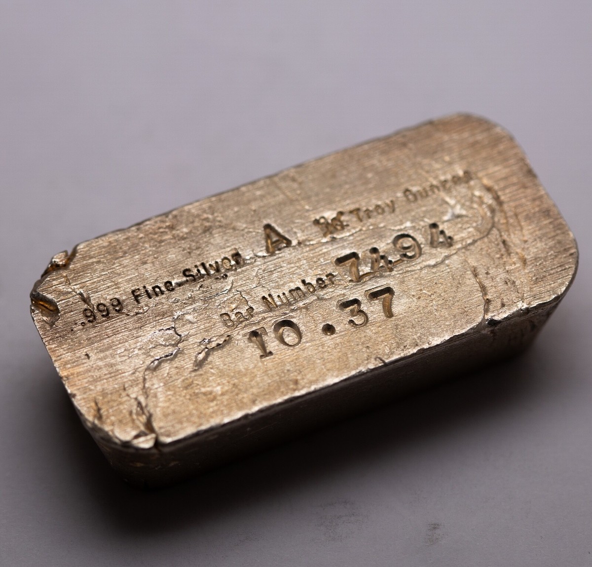 Ultra Rare10.37 oz Vintage .999 Silver Bar Poured Loaf Style