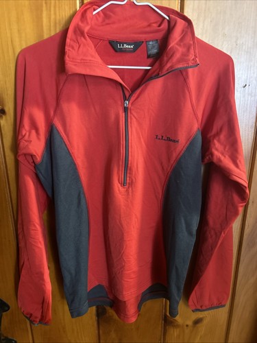 LL Bean Outdoors Trail Light Fleece Pullover 1/2 Zip Sweatshirt Mens M Red Black - Picture 1 of 6