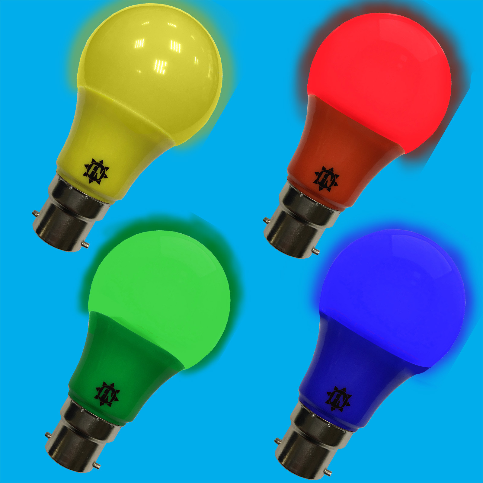 8x 6w Lámpara LED Color GLS B22 Bombilla Elige entre Rojo Amarillo Verde Azul
