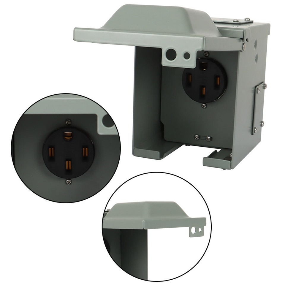 50A 125/250 Volt RV/EV Power Outlet Box Enclosed Lockable Weatherproof